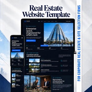 Commercial Real Estate Website Template | HTML CSS JS | Property Listings & Journal | 24 Pages