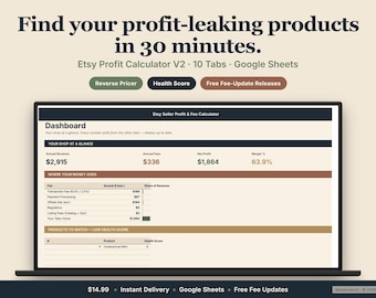 Etsy Profit Calculator | Google Sheets Shop Audit + Reverse Pricer