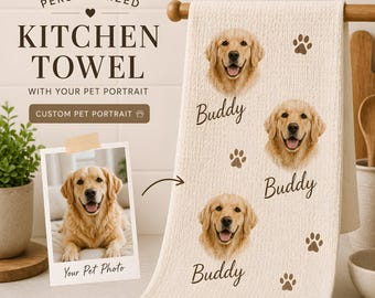 Toalla personalizada para mascotas, toalla de cocina personalizada para perros, toalla facial para perros con nombre, regalo con foto de mascota, regalo para amantes de los perros, regalo personalizado para perros