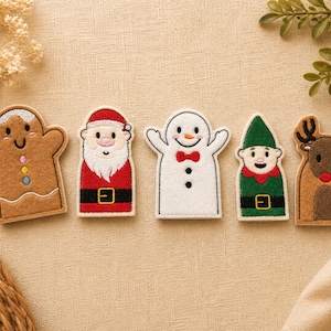 Christmas Finger Puppets Set, Santa and Friends Felt Puppets, Holiday Story Puppets, Toddler Toy, Preschool Gift, Handmade Set