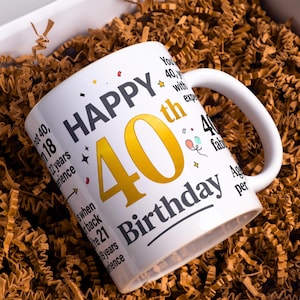 40-årsdagsmuggomslag PNG rolig 40-årsdagspresentdesign 11oz 15oz sublimering Grattis på 40-årsdagen digital nedladdning