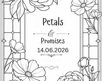 Stained Glass Window Sign Template | Custom Film DIY Printable | faux wedding | home decor | editable canva | 16x24 Instant Download