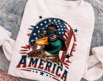 4th of July Mallard Duck Boy PNG | Patriotic Funny Sublimation Design| USA Flag Red White Blue Independence Day Toddler Boy Shirt| 300 DPI