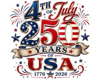 4th of July 250 Years USA PNG | Patriotic Floral Design | America 250th Anniversary | Independence Day 2026 | USA 1776-2026 Sublimation png