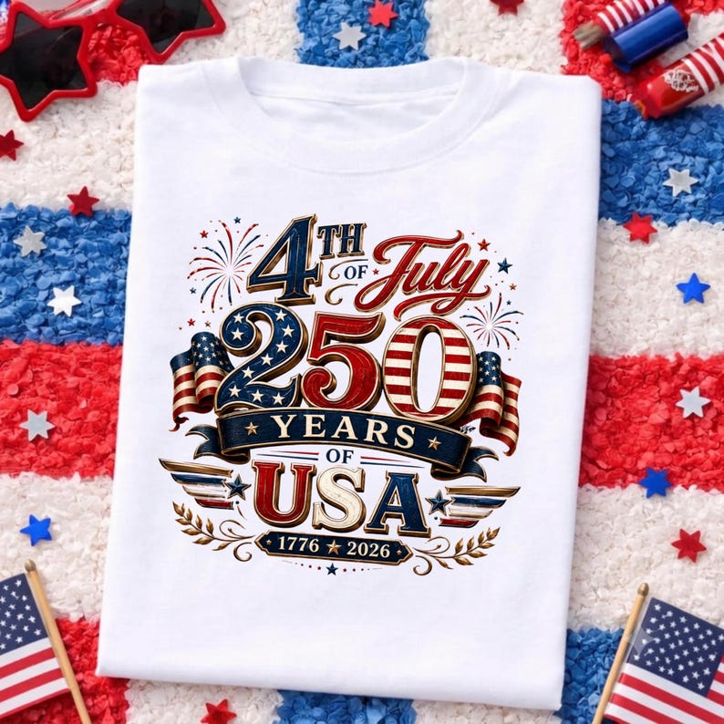 4th of July 250 Years USA PNG | America 1776–2026 Patriotic Sublimation Design | Independence Day Anniversary Shirt Design| Digital Download image 7