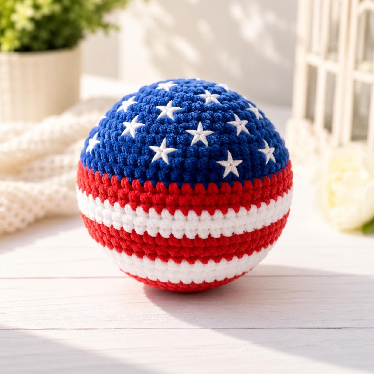 39 American Flag Crochet Patterns to Show Your Patriotic Style 9 Patriotic Crochet Ball American Flag Hacky Sack & Stress