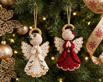 Angel Crochet Pattern PDF, Amigurumi Angel Ornament, Christmas Tree Decor, Beginner Crochet Keychain Car Hanging, DIY Xmas Gift diy gift PDF