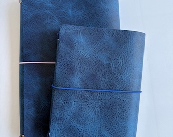 Ocean Blue Traveler's Notebook Cover, Refillable Journal, A5 A6 Planner