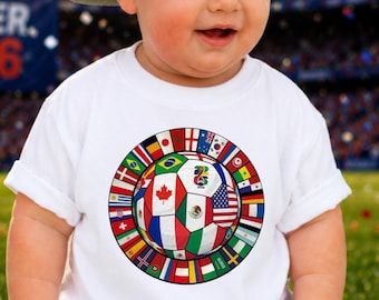 International Soccer Ball Shirt for Kids, World Flags Football Tee, Youth Sports Fan Shirt, Global Soccer Lover Gift, Kids Tee