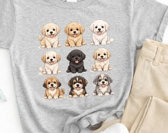 Cute Puppies Kids Shirt - Puppy Dog Lover - Kid Pet Toddler Shirt - Natural Boho Toddler & Youth Tee