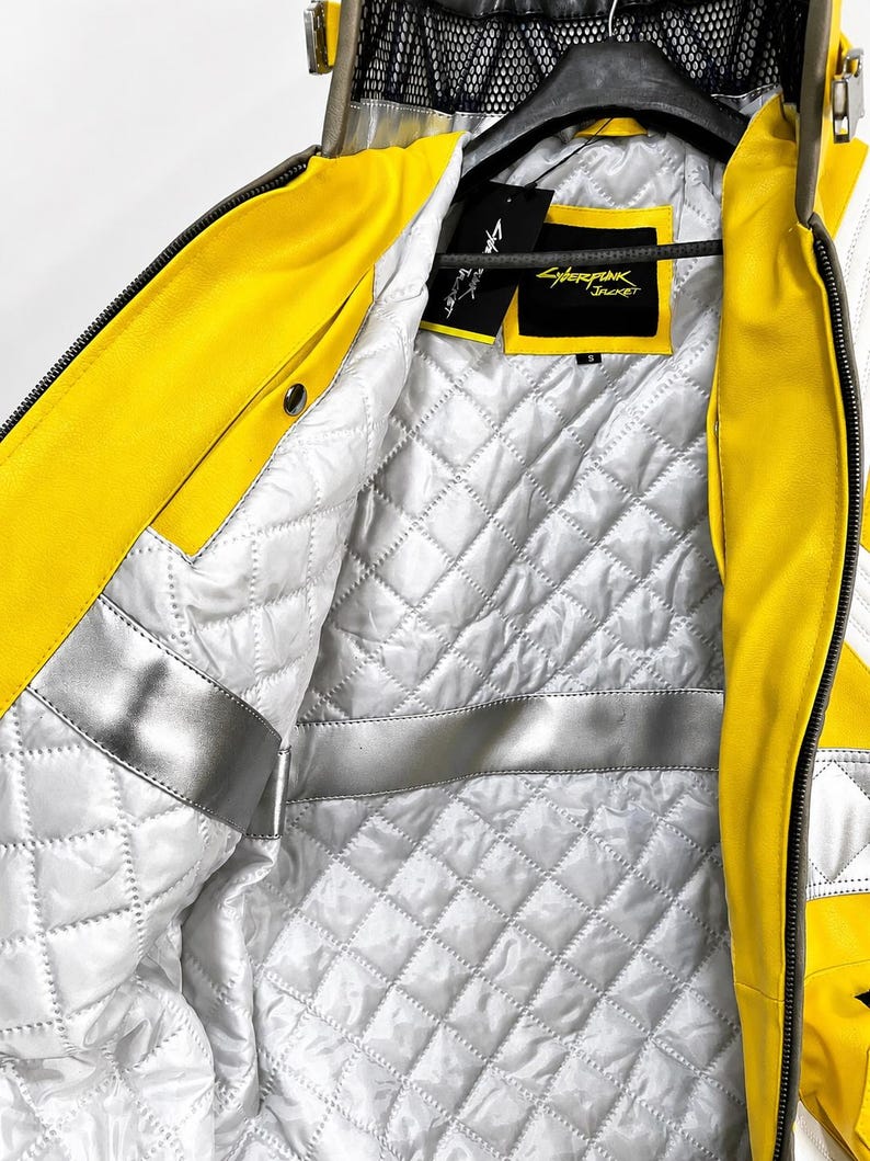 Cyberpunk jacket, David jacket, Cyberpunk 2077 jacket, Cyberpunk inspired jacket, Cyberpunk gaming jacket, Gaming Cosplay Jacket, Cyberpunk 2077 Edgerunners David Martinez Jacket, Edgerunners david jacket, Edgerunners jacket, Martinez jacket, samurai jacket, cyberpunk LED light jacket, cyberpunk, gaming jacket, yellow jacket, Halloween Cosplay Jacket, Cyberpunk Comic con jacket, cyberpunk halloween jacket.