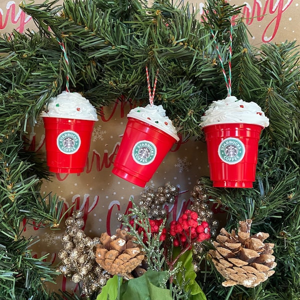 Christmas Holiday Coffee Cup Jingle Bell Ornament