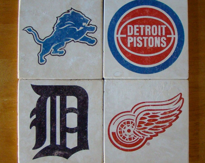 Detroit Sports Drink Coasters Set of 4 Etsy