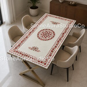 Luxury Marble Inlay Dining Table  Rectangular Marble Dining Table  White Marble Inlay Dining Table White Marble Inlay Dining Table