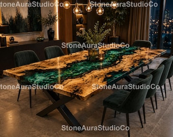 Emerald Ocean Epoxy River Dining Table Emerald Green River Dining Table  Luxury Emerald Epoxy Dining Table Luxury Green Epoxy River Table