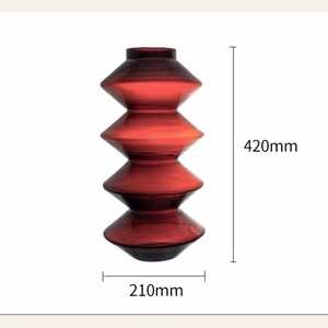 Red Geometric Glass Vase Murano Style Handblown Stacked Art Glass Luxury Home Decor Unique Designer Centerpiece Gift for Her