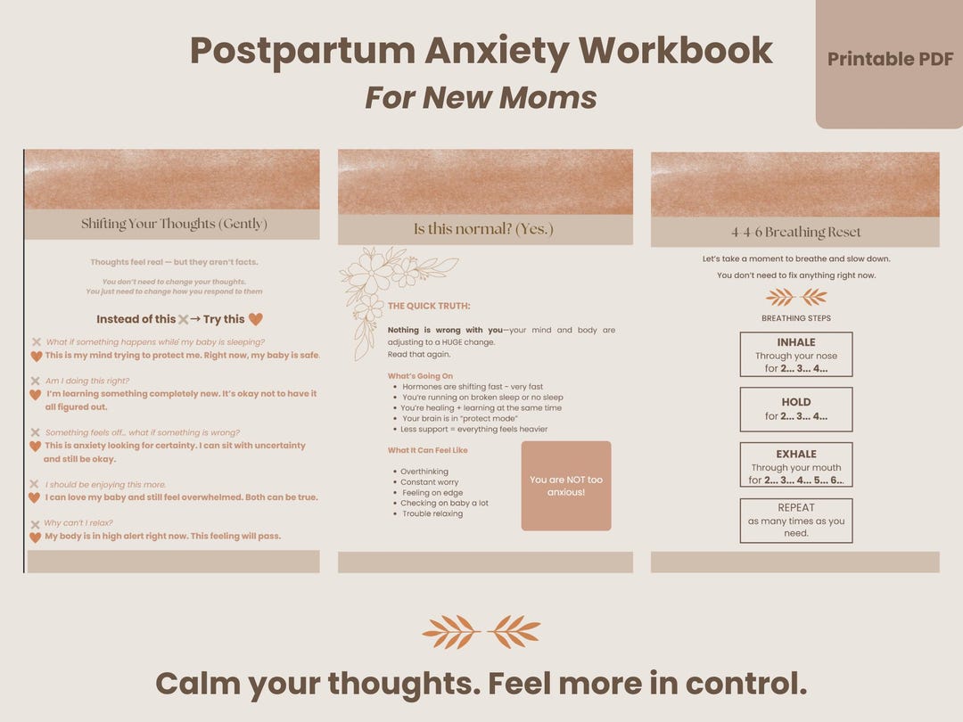 Postpartum Anxiety Workbook for New Moms (digital Download) - Etsy