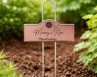Custom Laser Engraved Copper Plant Rose Markers Stakes Garden Accessories