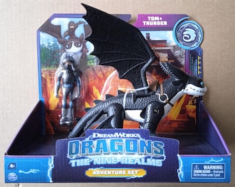 Dreamworks Dragons Nine Realms Tom and Thunder Night Light Dragon Rider action figure