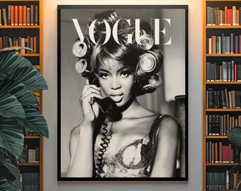 Y2K Supermodel Naomi Campbell VOGUE Poster | Fashion Legend Wall Art | Heroin Chic Catwalk Vogue Runway Print | Timeless Room Decor Gift