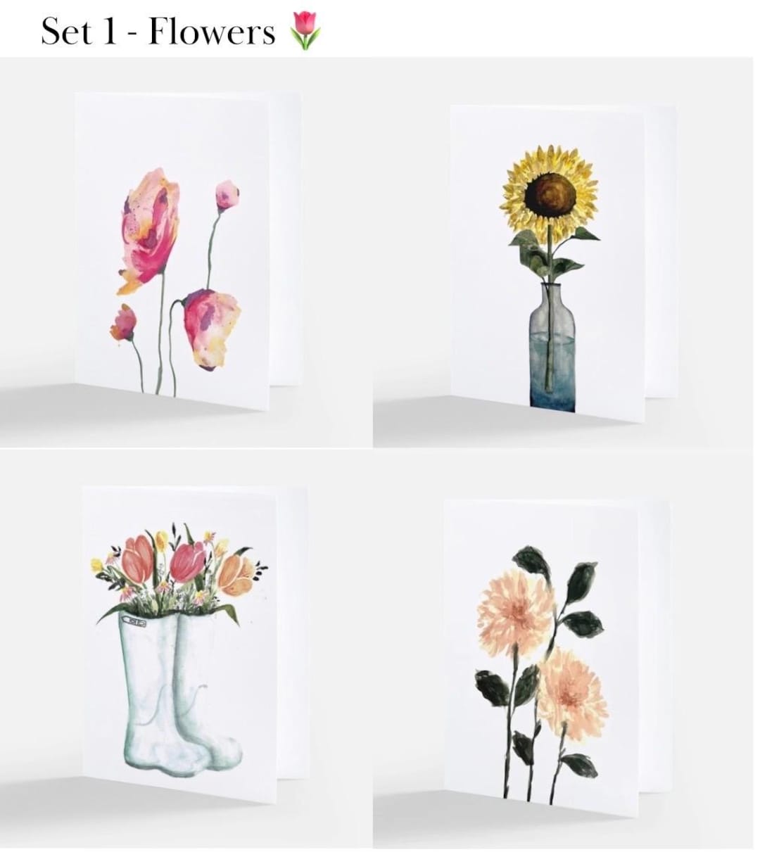 Watercolor Floral and Nature Notecard Prints | Hand Painted Set of 12 ...
