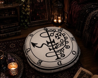 Sigil of Asmodeus Floor Cushion | Blackthorn Manor | Gothic Home Decor | Dark Fantasy | Demon King | Occult Cushion | Witchy Home Decor