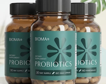 BIOMA Probiotics Capsules - Digestive Probiotic for Constipation,Bloating,Gas Relief & Gut Balance-100%Vegan,Gluten Free