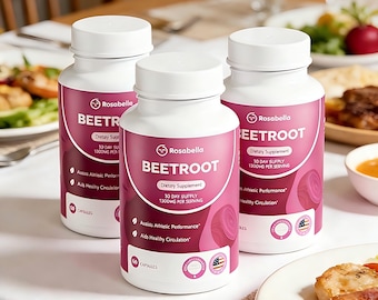 3 Bottles Rosabella Organic Beetroot Capsules (180 Capsules), Enhance Blood circulation,Immunity,Energy,Endurance,Packing & Stamina