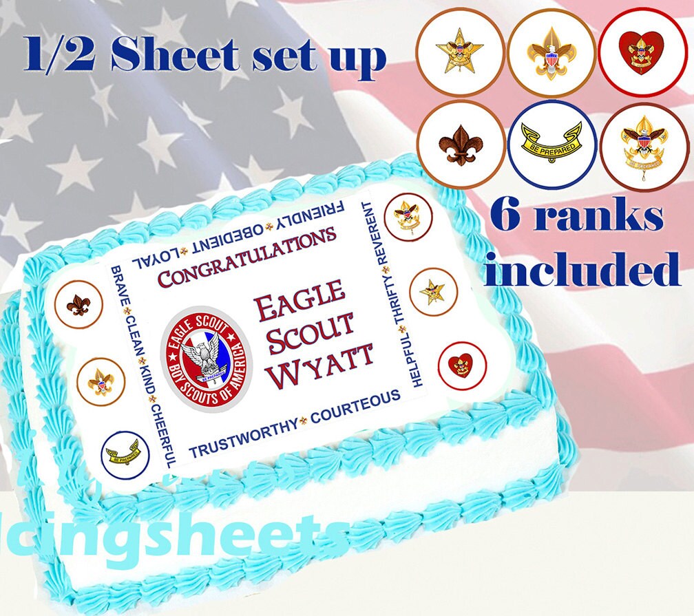 Eagle Scout Boy Scout Ranks Edible Icing Custom Cake Transfer Etsy