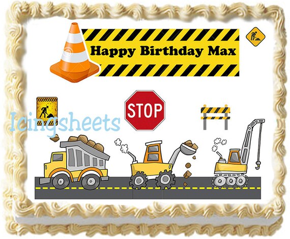 Trucks Cars Boys Construction Birthday Cake Topper Cake Icing Etsy