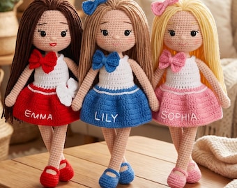Personalized Crochet Doll, Custom Amigurumi Girl, Cotton Nursery Toy Gift