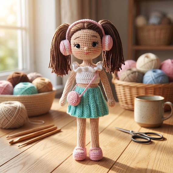 Personalized Crochet Doll, Handmade Amigurumi Girl Doll, Baby Gift, Nursery Decor