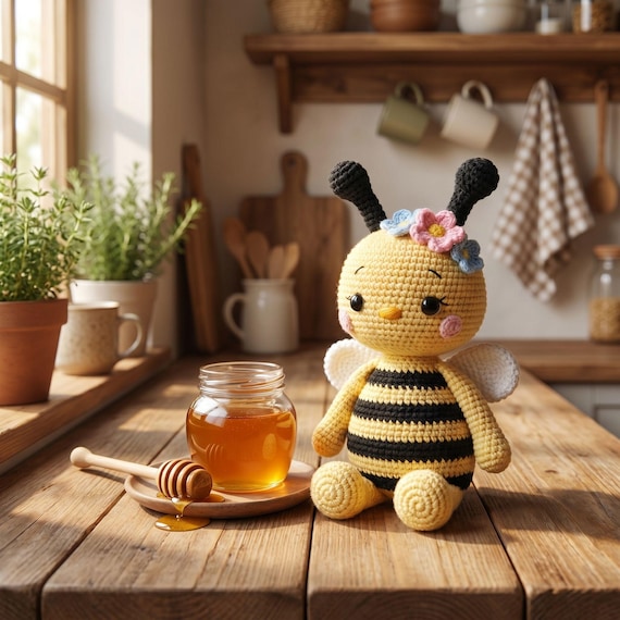 Crochet Amigurumi Bee Toy 20 cm, Handmade Plush Bee Doll, Baby Gift