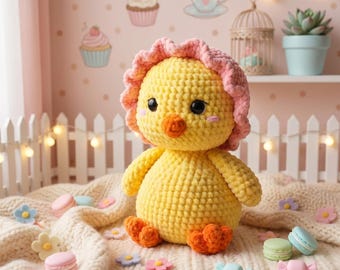 Crochet Chick Plush Toy, Handmade Amigurumi Duck, Easter Baby Shower Gift for Kids