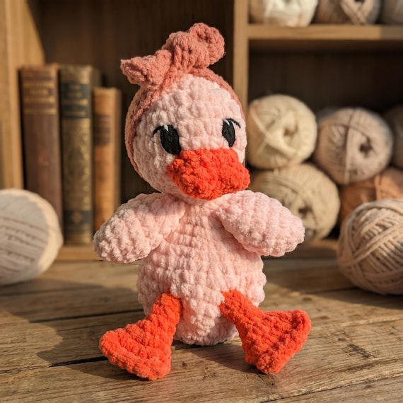 Crochet Duck Plush, Handmade Velvet Amigurumi Toy, Baby Shower Gift, Nursery Decor