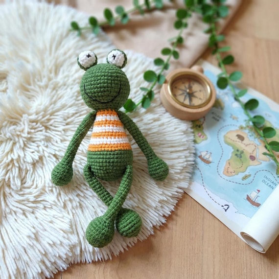 Crochet Frog Plush, Handmade Amigurumi Toy - Nursery Decor Baby Gift