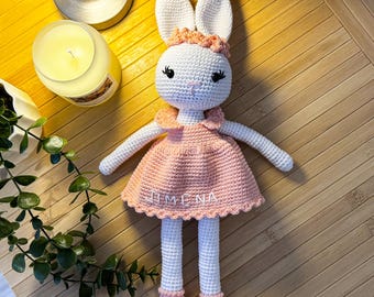 Crochet Bunny Plush,Handmade Amigurumi Rabbit- Personalized Baby Gift