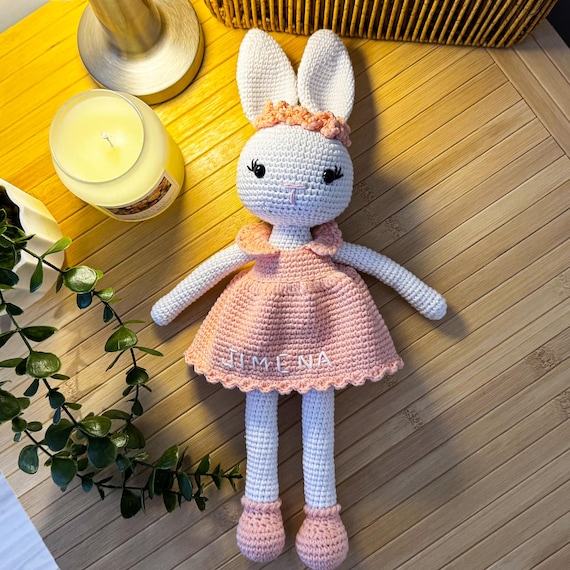 Crochet Bunny Plush,Handmade Amigurumi Rabbit- Personalized Baby Gift