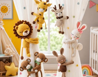 Crochet Curtain Tiebacks, Nursery Decor, Custom Animal Tiebacks