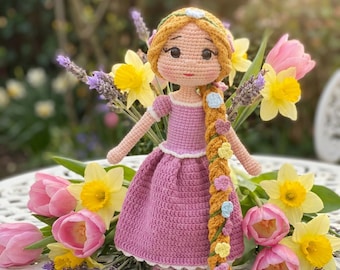 Crochet Flower Princess Doll, Handmade Amigurumi Doll, Nursery Keepsake Gift
