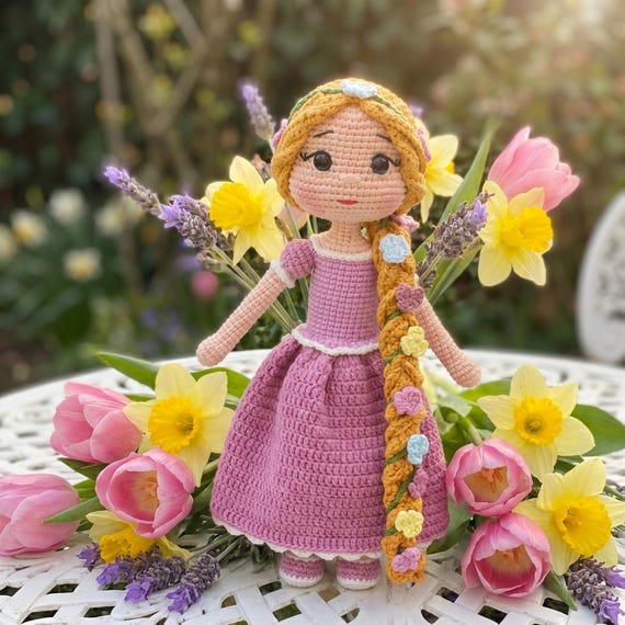 Crochet Flower Princess Doll, Handmade Amigurumi Doll, Nursery Keepsake Gift