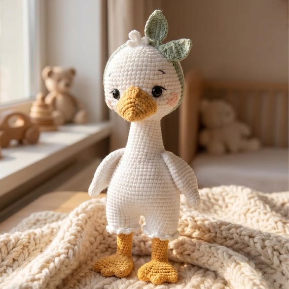 Crochet Duck Toy, Handmade Amigurumi Duck, Baby Gift, Nursery Decor