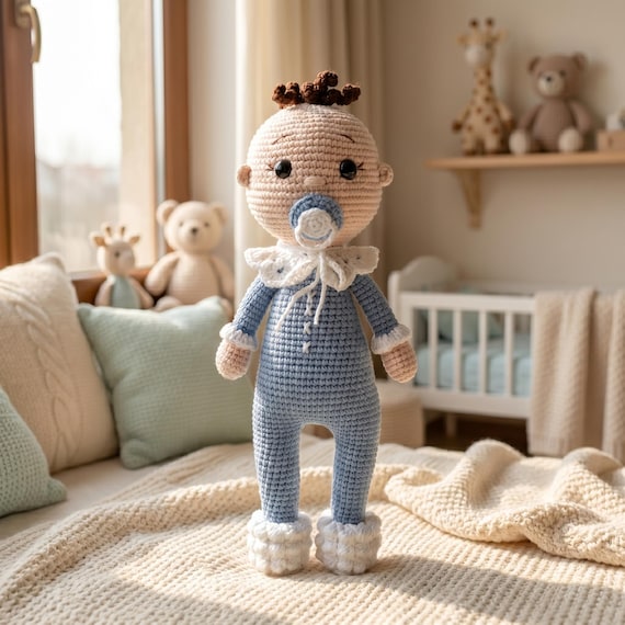 Crochet Baby Doll, Handmade Amigurumi Toy, Nursery Decor Keepsake