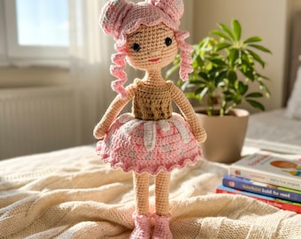 Crochet Cupcake Doll for Baby Girls, Handmade Amigurumi Plush Toy