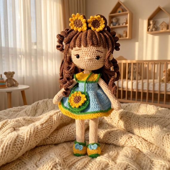Crochet Doll with Removable Clothes, Handmade Amigurumi Girl Toy, Nursery Decor
