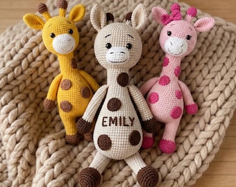 Personalized Crochet Giraffe Toy,Handmade Amigurumi Stuffed Animal- Custom Baby Shower Gift