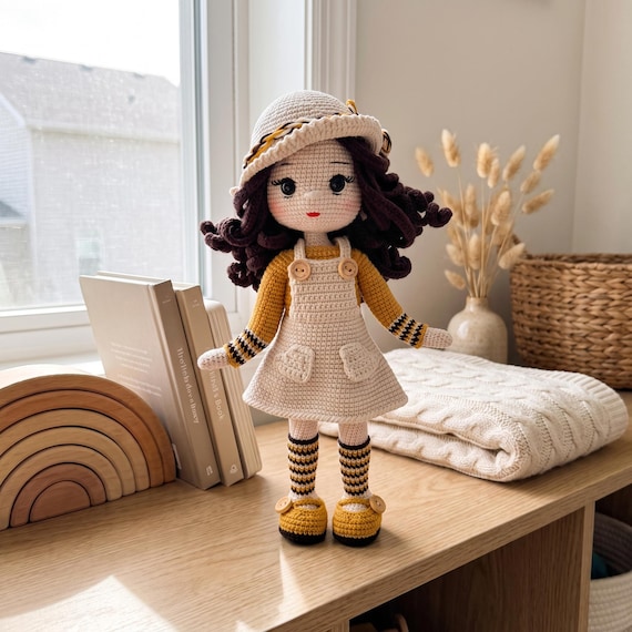 Crochet Doll for Girls, Poseable Cottagecore Amigurumi, Heirloom Quality Gift