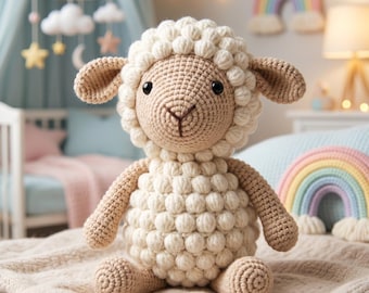 Crochet Sheep Stuffed Animal, Handmade Amigurumi Lamb Toy, Baby Shower Gift, Newborn Nursery Decor