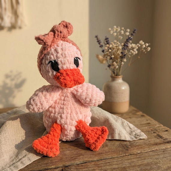 Crochet Duck Plush, Handmade Amigurumi Toy, Baby Nursery Decor