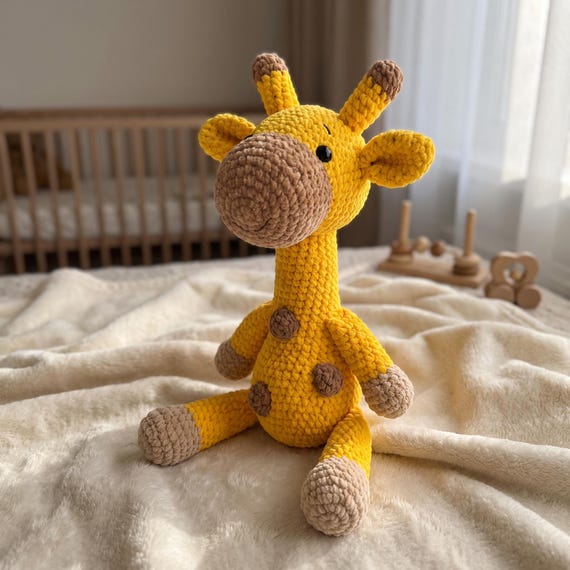 Crochet Giraffe Plush, Personalized Safari Stuffed Animal, Custom Baby Name Gift